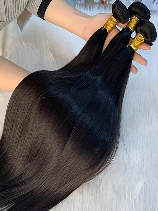 1&3 Bundles 14"16"18"22"26"Inch Black Yaki Straight Bundles Extensions, Yaki Bundles Natural Black Yaki Straight Synthetic Hair Extensions For Women DIY Hairstyle